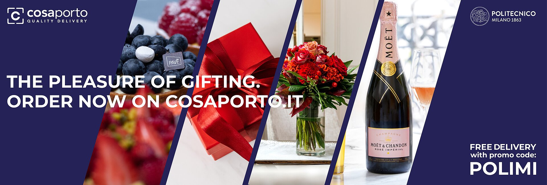 Cosaporto, Quality Delivery: the pleasure of gifting. Order now on cosaporto.it - Free delivery with promo code: POLIMI