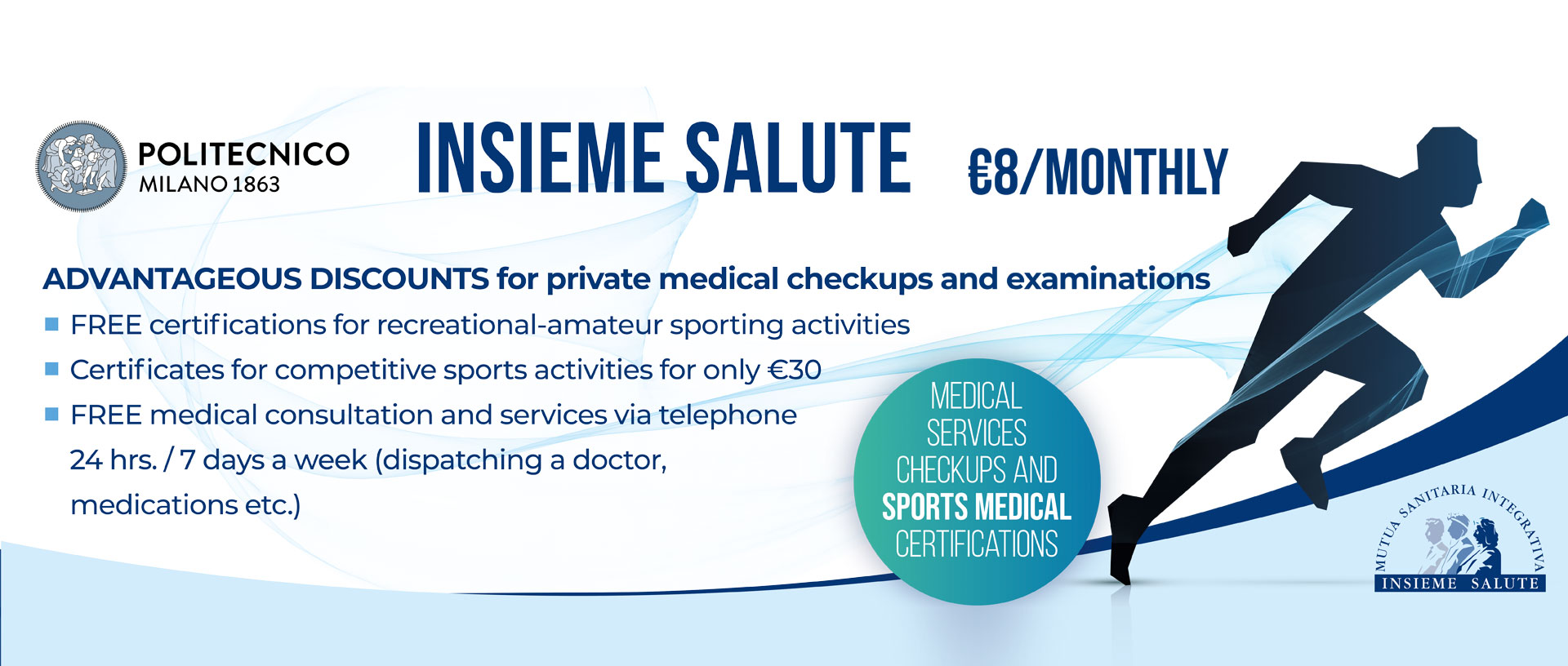 INSIEME SALUTE 8€/MONTHLY - Advantageous discounts for private medical checkups and examinations